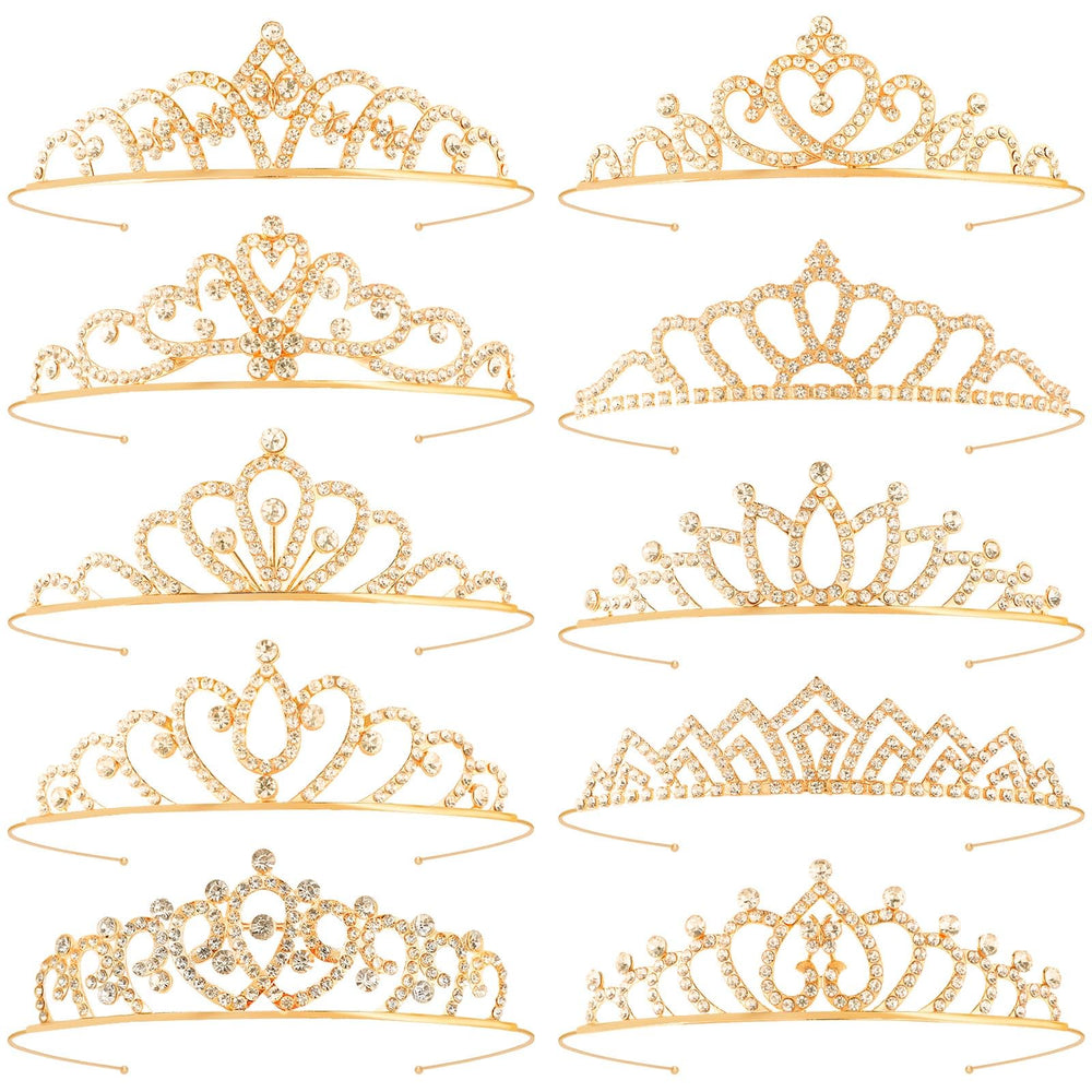 Diadème Tihebax ensemble doré, variété polyvalente pour tenues de princesse