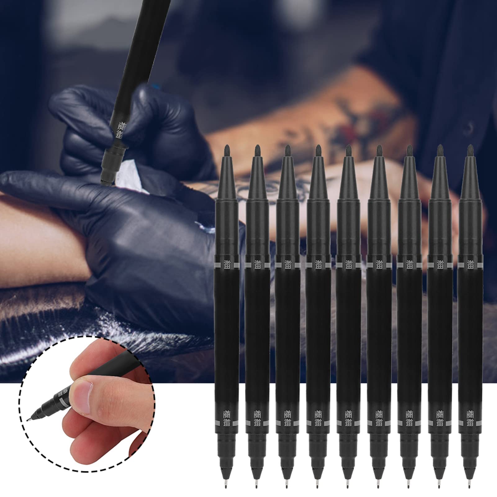 Tiiyee stylo tatouage pointe régulière et ultra-fin pour détails précis