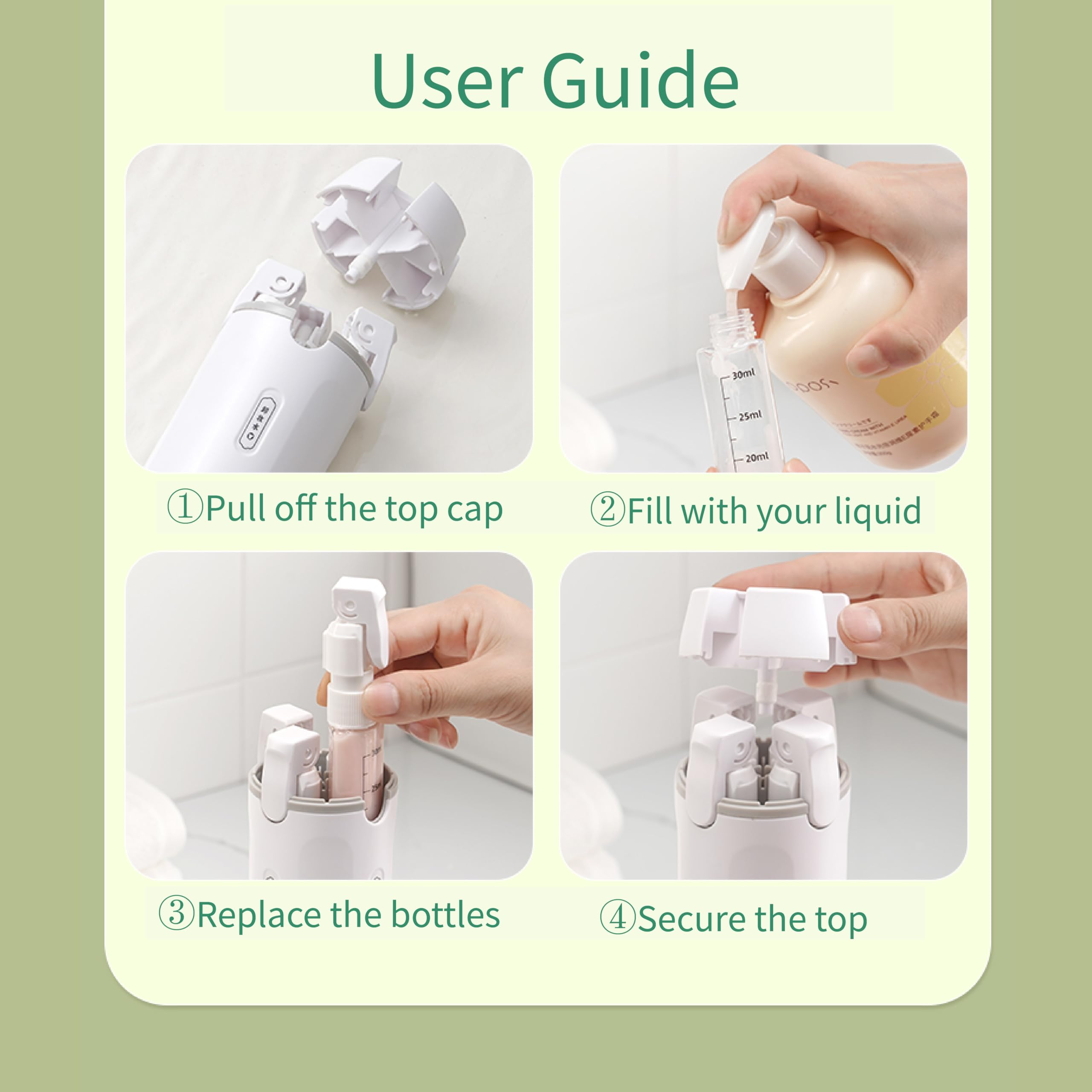 Usage en voyage de la bouteille 4-en-1 Tilanneo en couleur Key Lime