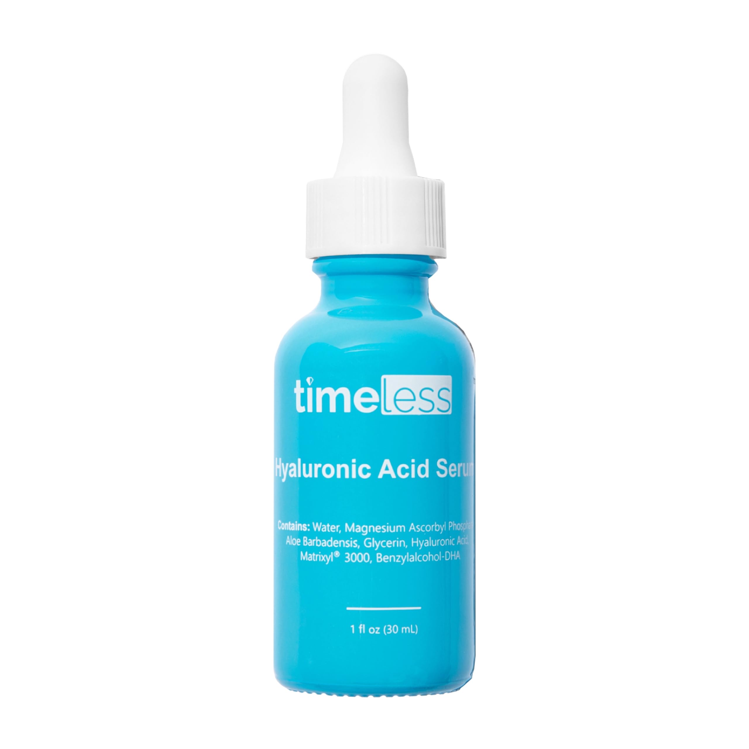 Timeless Skin Care Sérum Acide Hyaluronique: bouteille symbole d'hydratation profonde.