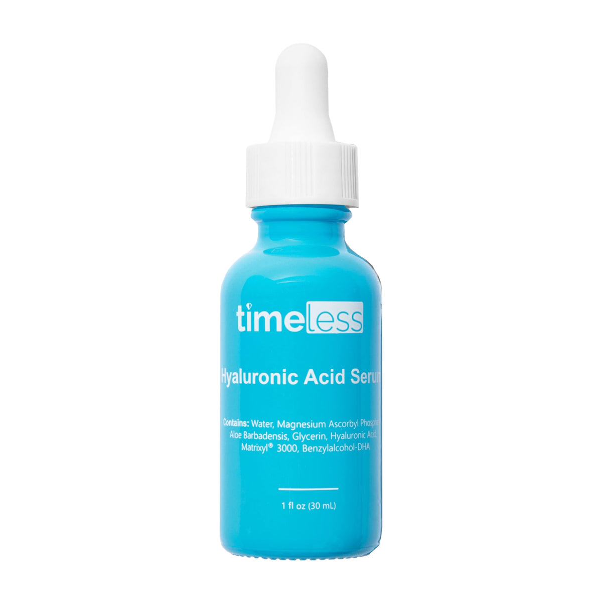 Timeless Skin Care Sérum Acide Hyaluronique: bouteille symbole d'hydratation profonde.