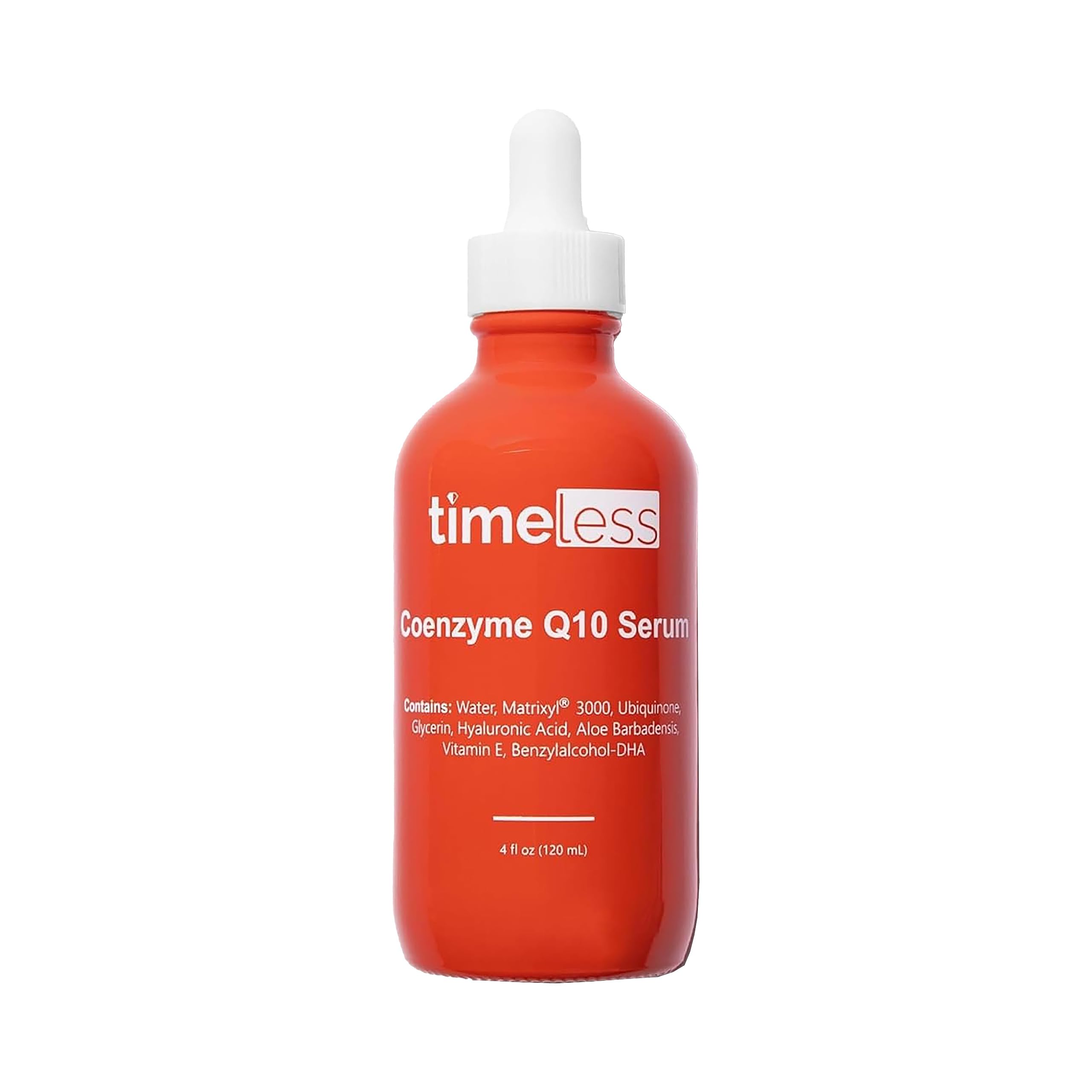 Timeless Skin Care Sérum Coenzyme Q10, bouteille élégante et hydratation durable.
