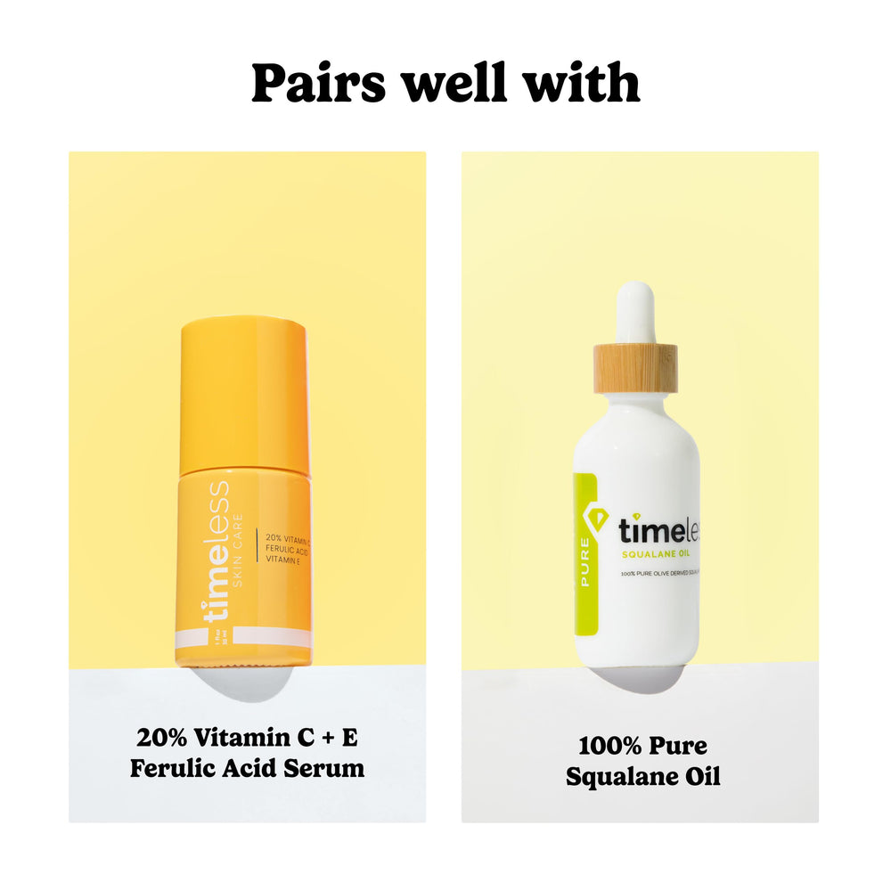 Emballage minimaliste Timeless pour routine beauté facile.