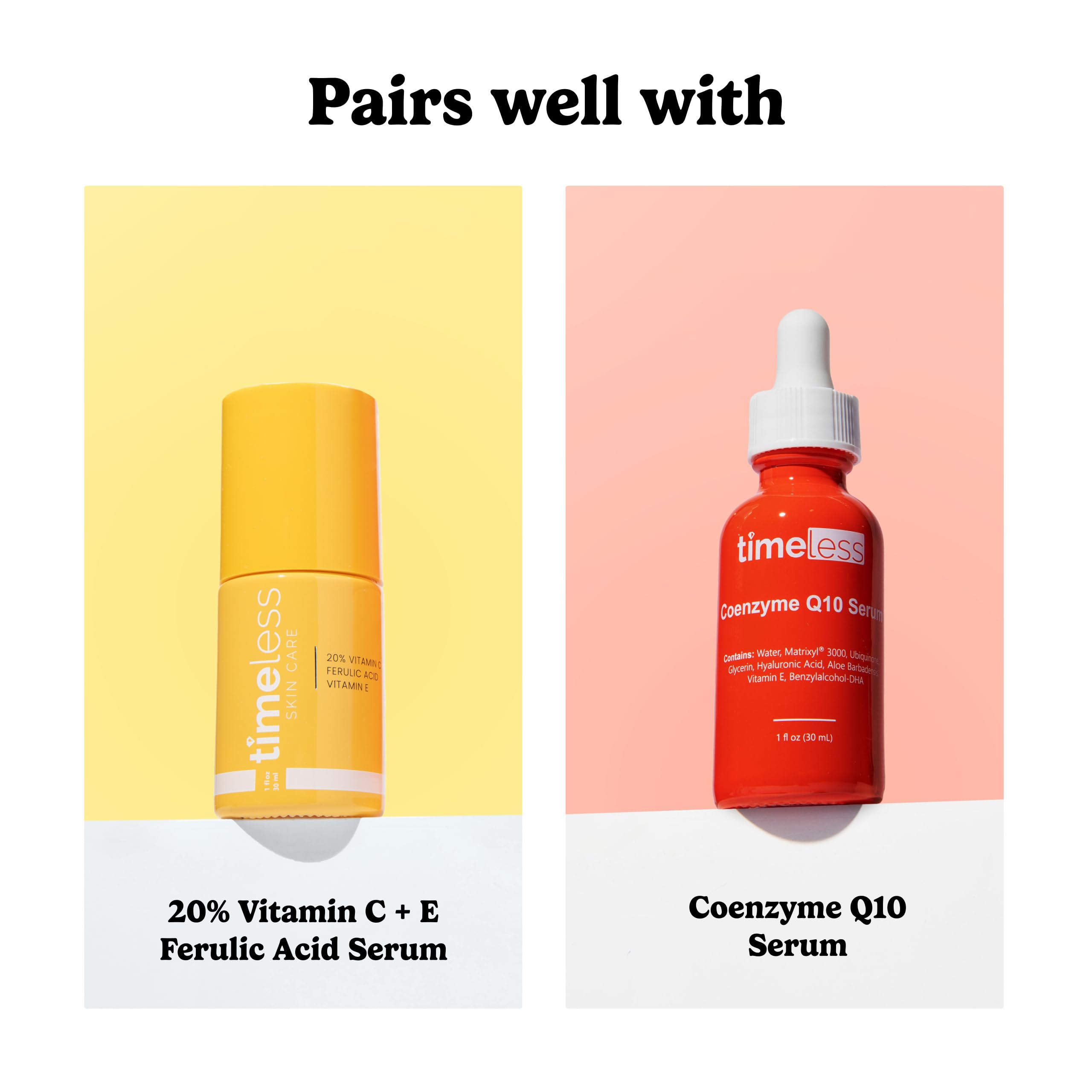 Timeless Skin Care – sans parfum, emballage simple et pur.