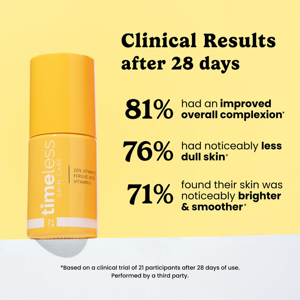 Étiquette sans parfum sur le packaging Timeless Sérum Vitamine C.