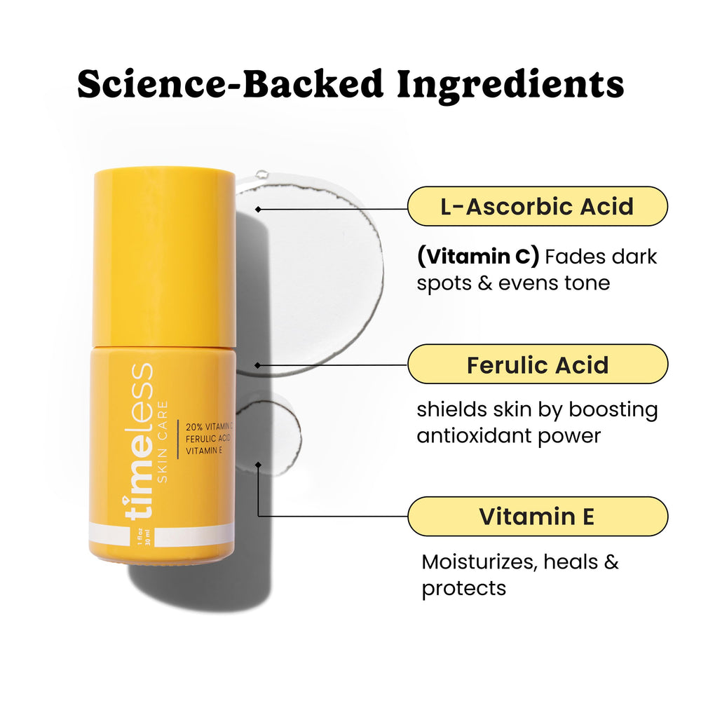 Texture lumineuse du sérum Timeless Vitamine C offrant une sensation nette.