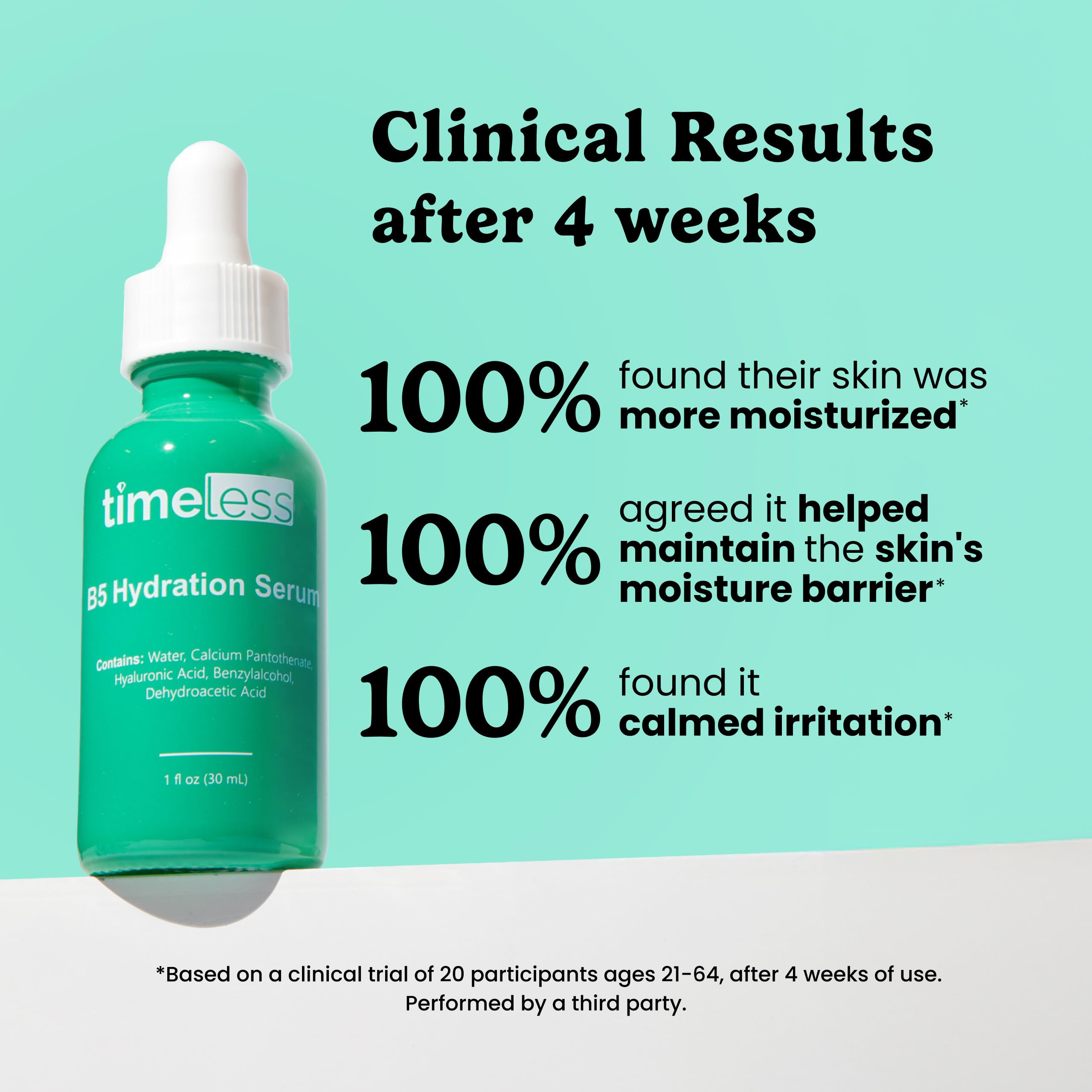 Timeless Skin Care Vitamin B5 Serum sans parfum, peau sensible apaisée.