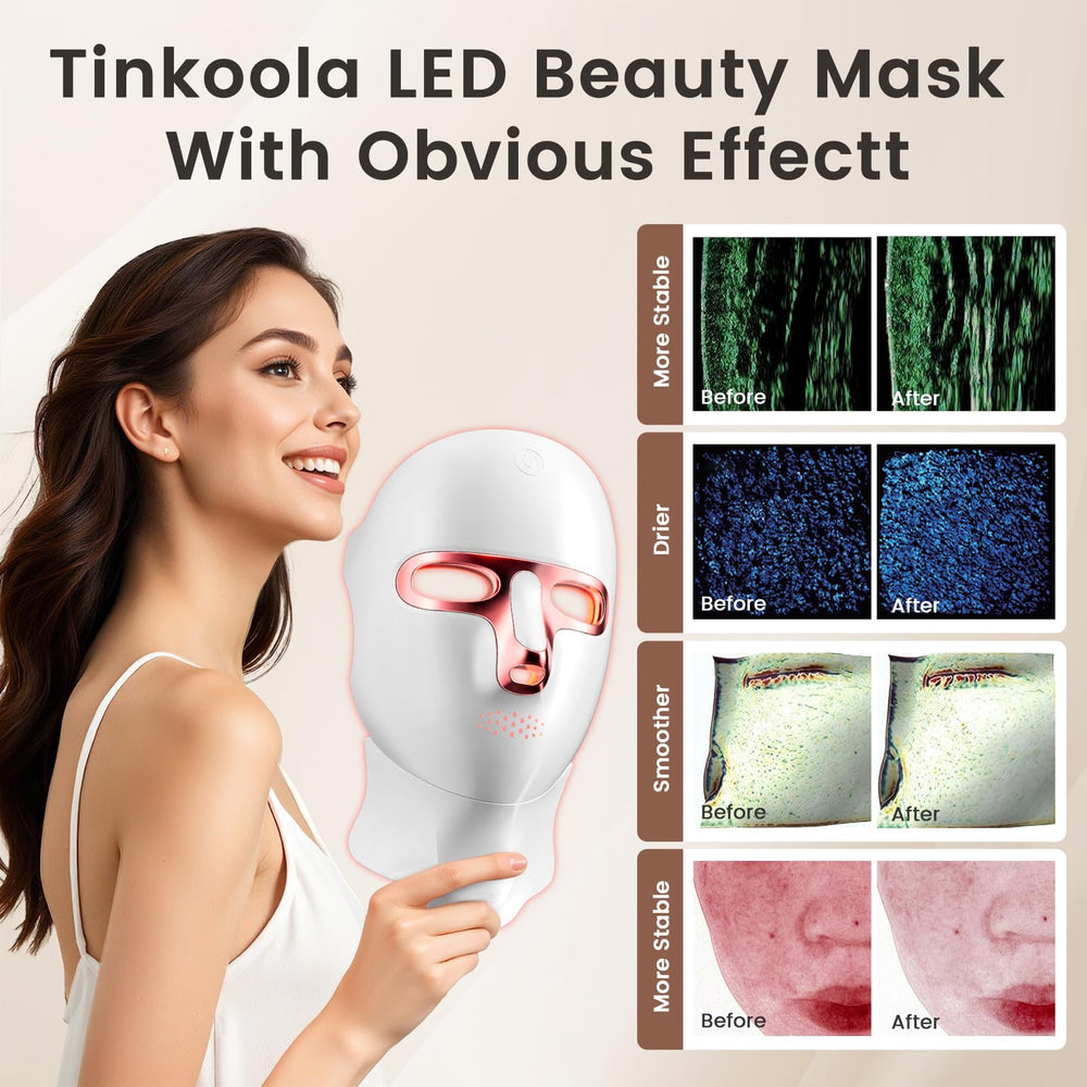Tinkoola Masque Lumière Rouge avec attache-cou magnétique, thérapie pratique.