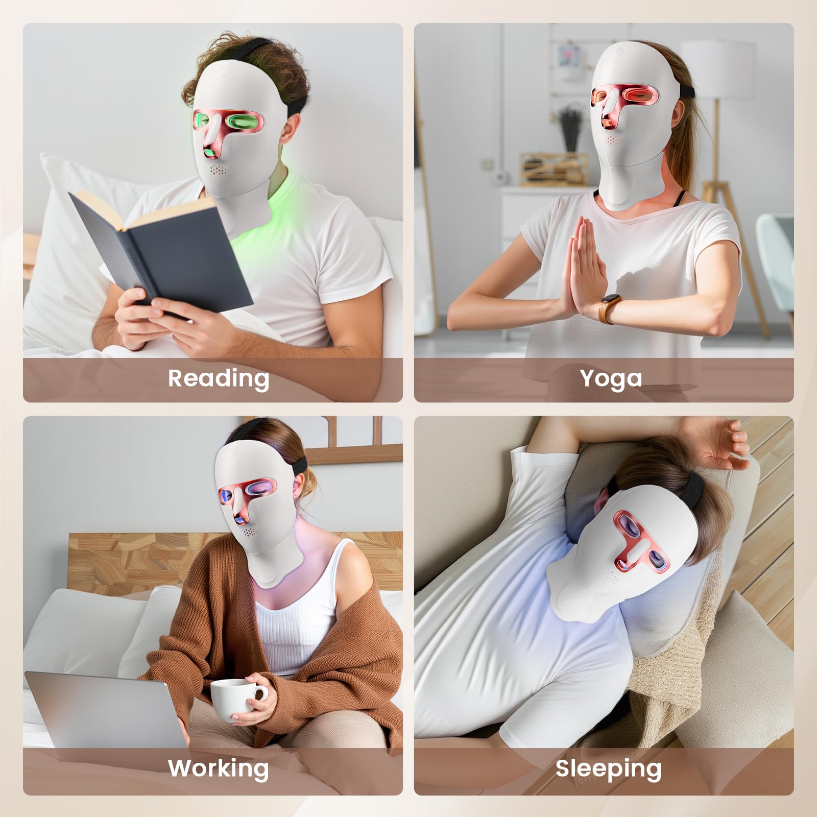 Tinkoola Masque Lumière Rouge idéal à domicile et en voyage pour le soin.