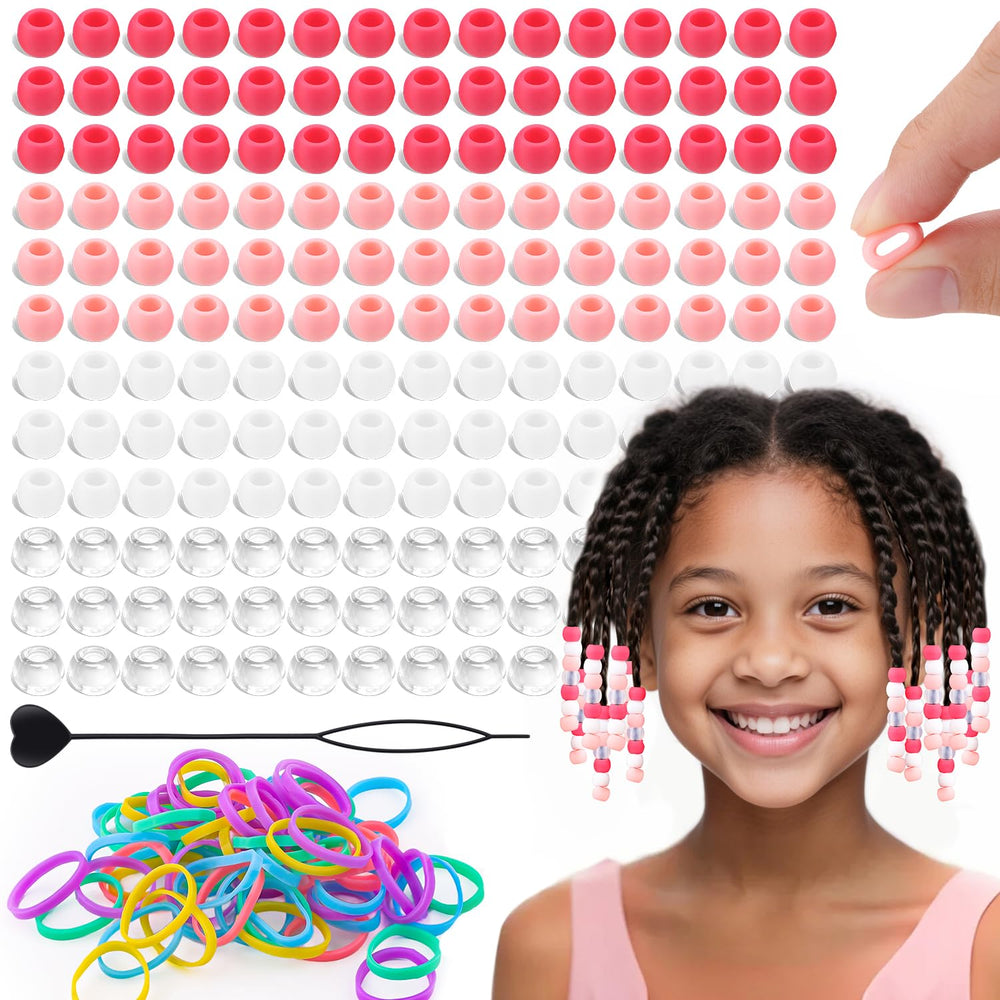 TINKRSTUFF ensemble billes silicone pour cheveux rose clair, pratique pour tresses rapides.