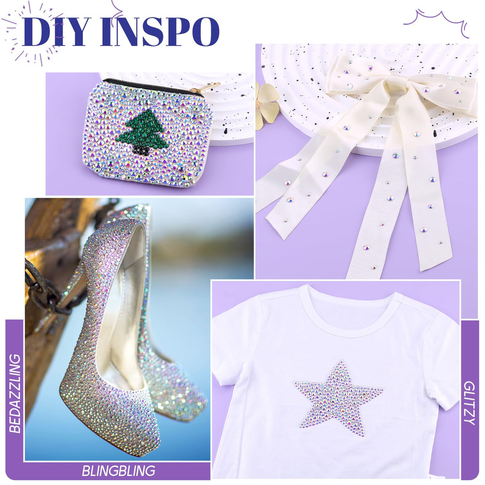 Décoration couture avec strass hotfix offrant un éclat irisé remarquable