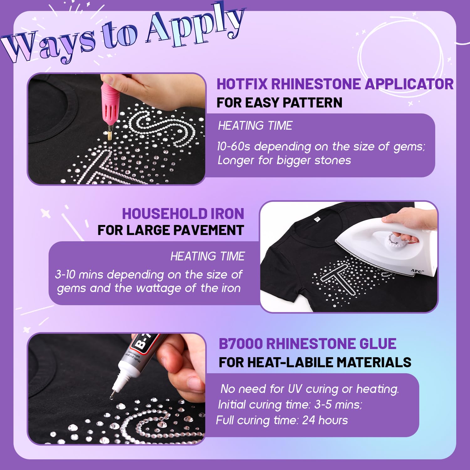 Nail art et décorations avec strass hotfix Crystal AB brillants