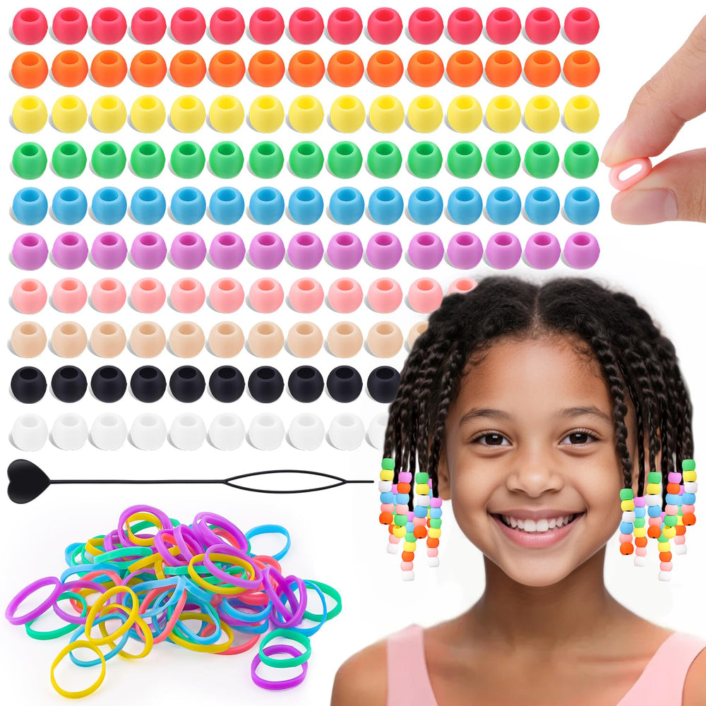 TINKRSTUFF perles silicone 10 mm pour cheveux – couleurs vives pour tresses faciles.