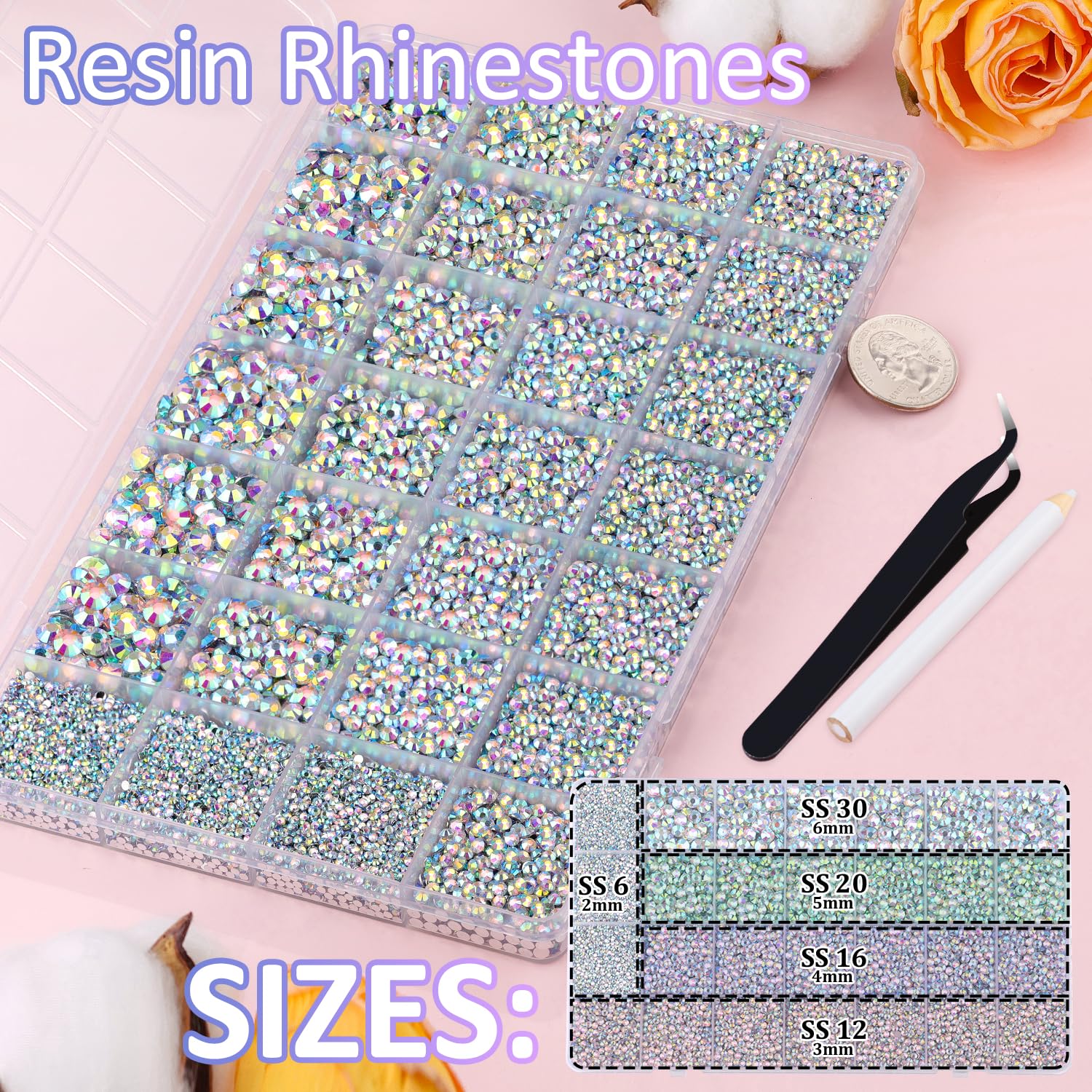 TINKRSTUFF pince à épiler et stylo ramasseur pour poser des strass avec précision.