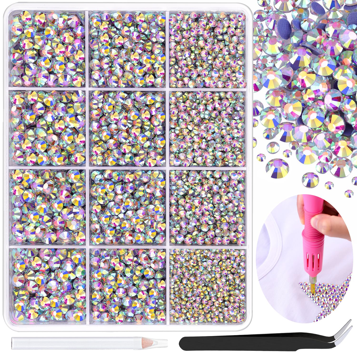 TINKRSTUFF strass hotfix Crystal AB ensemble 12 grilles pour embellir custumes et accessoires
