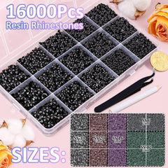 Strass noirs TINKRSTUFF 3mm, grilles incluses, parfaits pour motifs sur textiles.