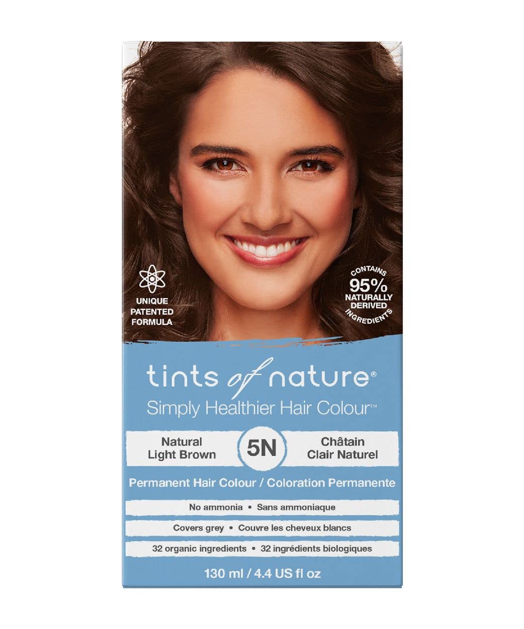 Tints of Nature – Bouteille couleur brun clair 5N pour cheveux.