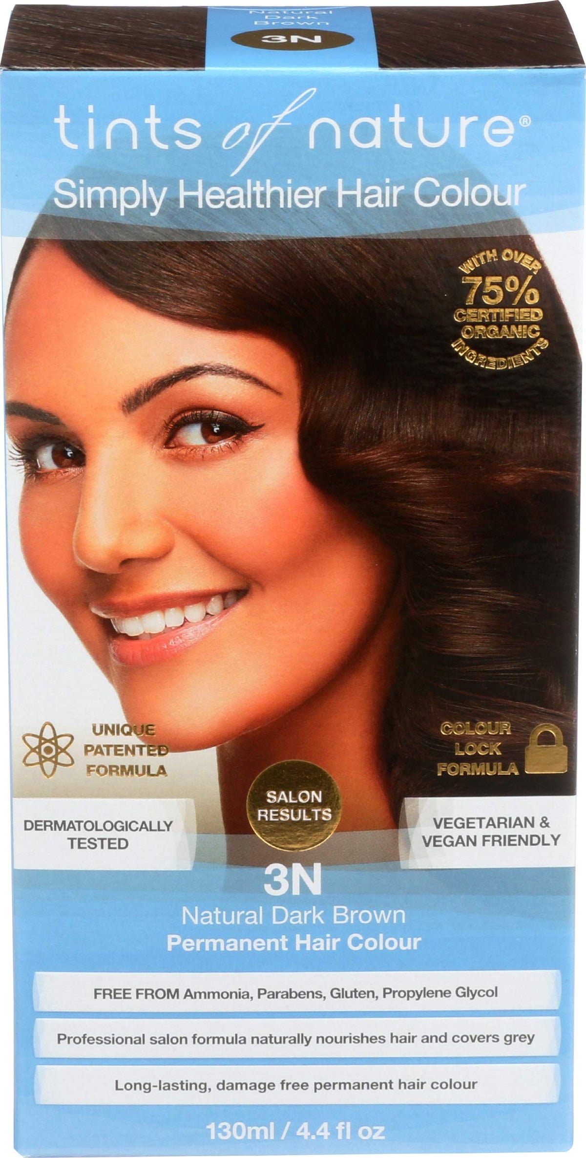 Tints of Nature couleur permanente 3N brun naturel flacon pour une application homogène.