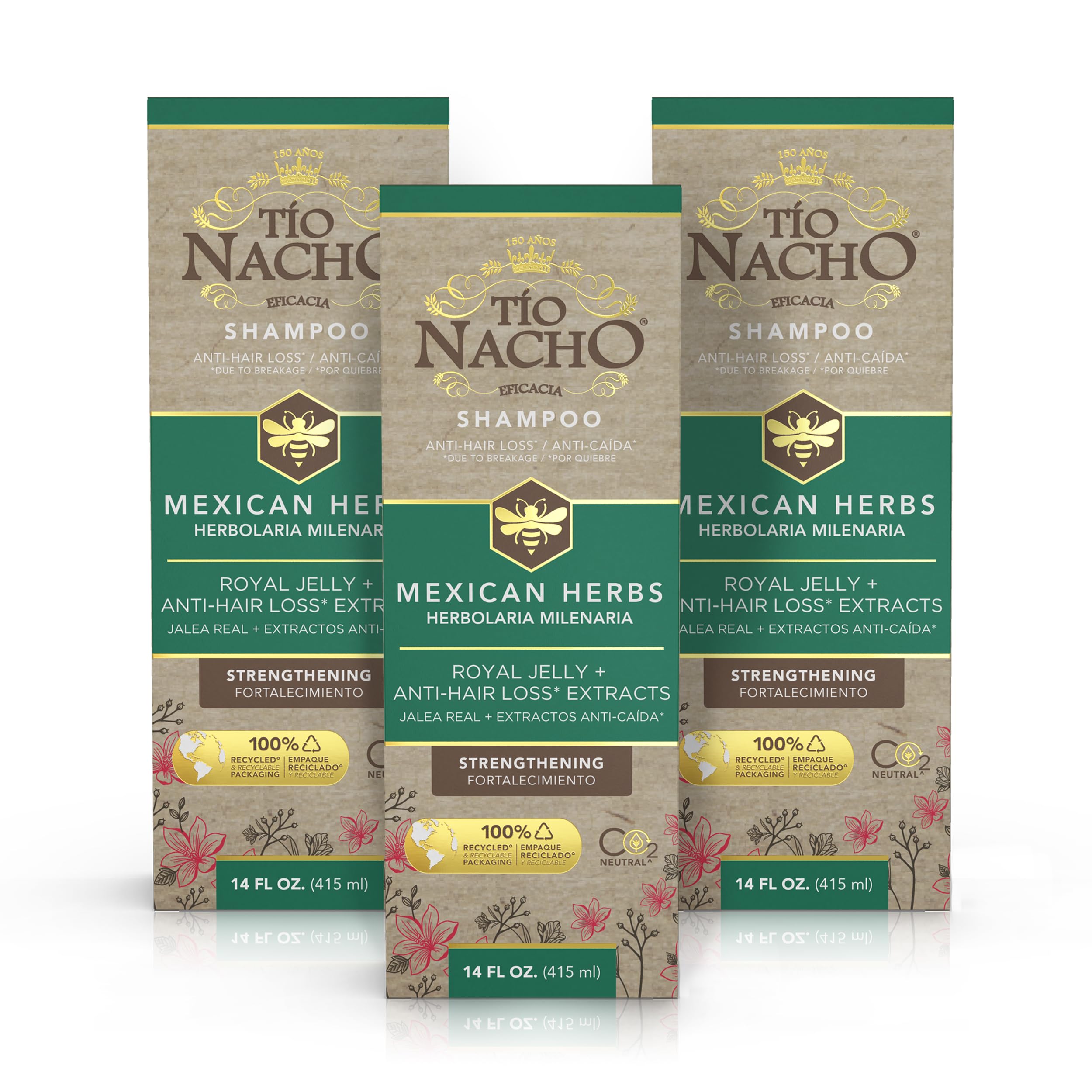 Shampoing Tío Nacho Anti-Chute en flacon visible, potentiel pour renforcer les cheveux.