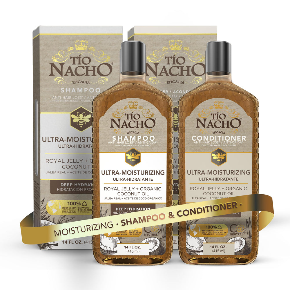 Shampoing Tio Nacho, bouteille hydratation, cheveux secs plus doux.