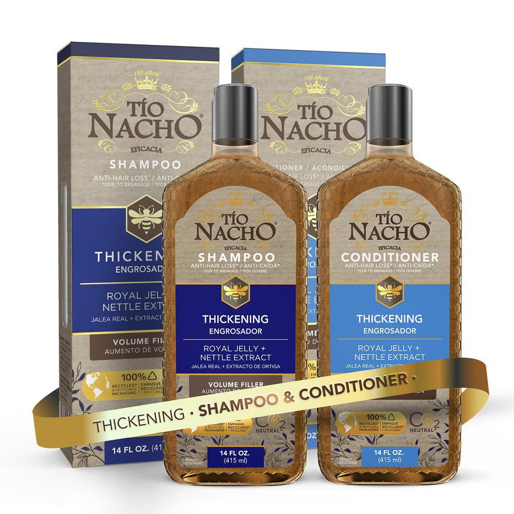 Tio Nacho thickening shampoo and conditioner set displayed for fuller-looking hair