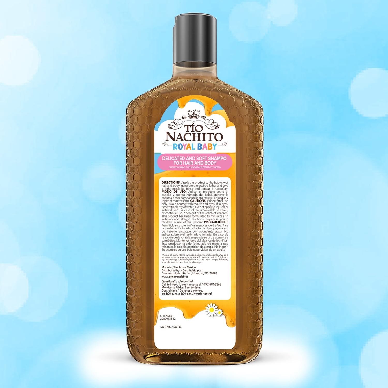 Usage tout-en-un bébé et tout-petits avec le shampoing Tio Nacho Royal.