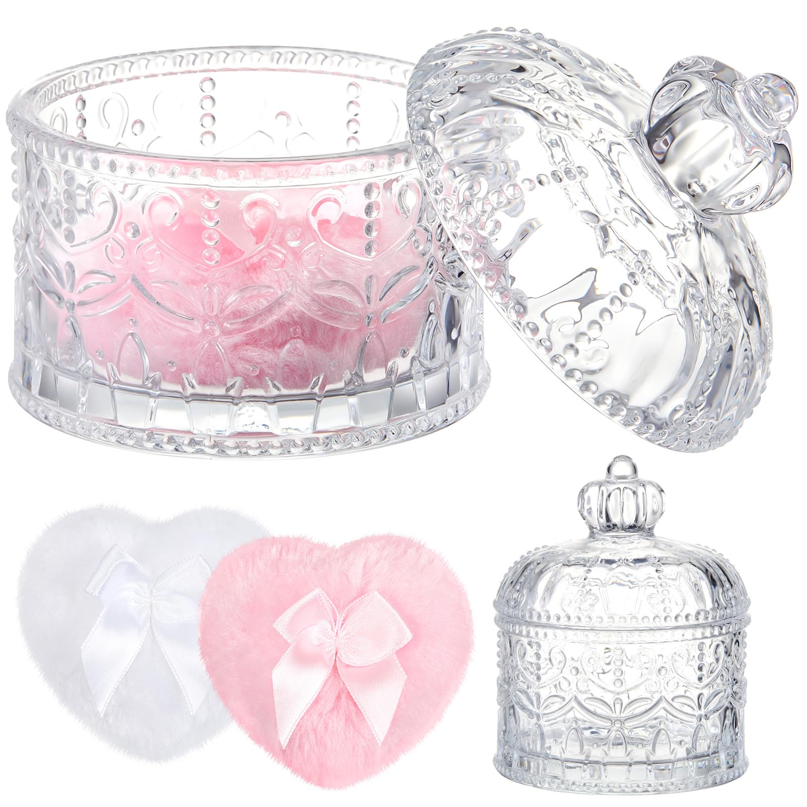 Contenant en verre cristal Tioncy pour poudre, élégant et réutilisable.