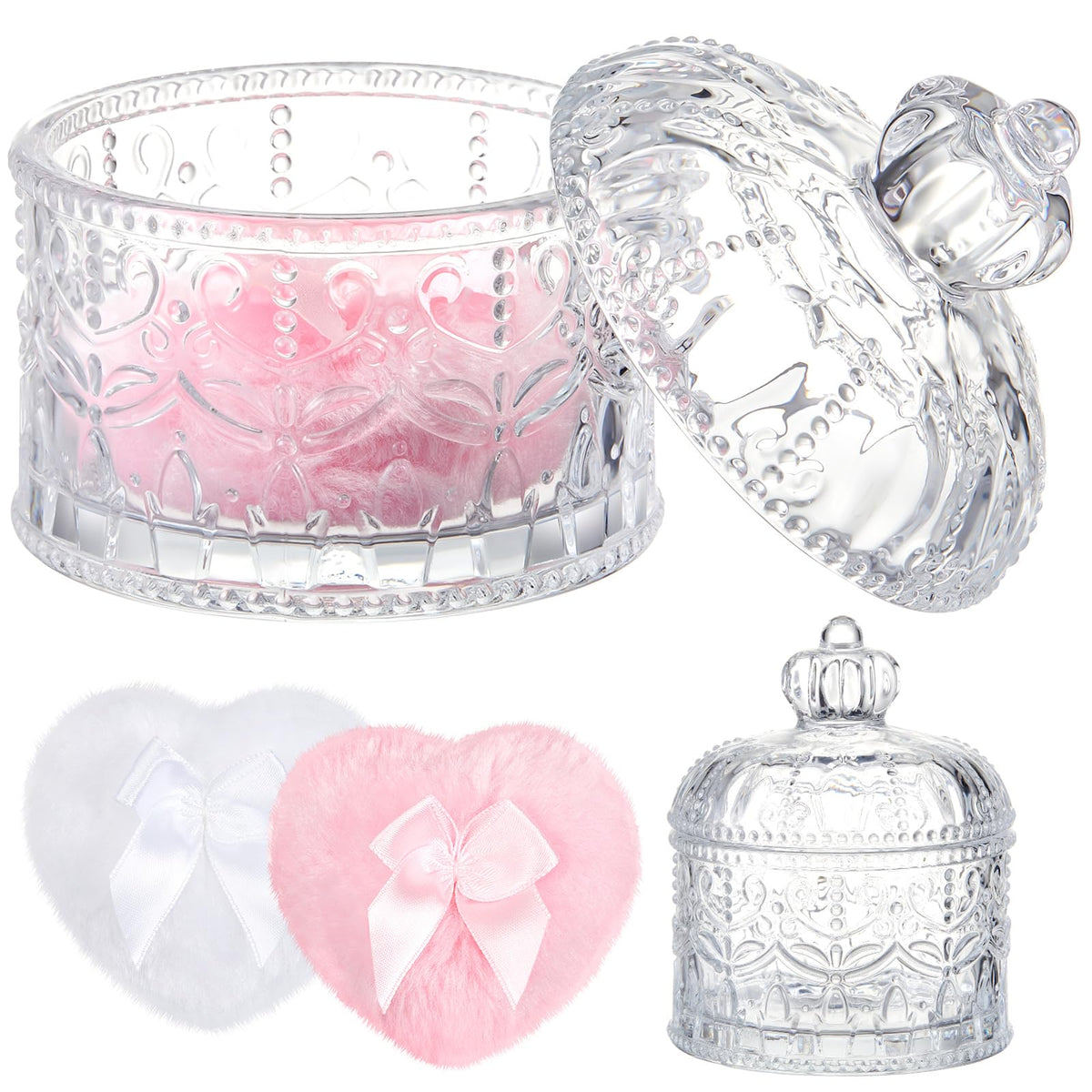 Contenant en verre cristal Tioncy pour poudre, élégant et réutilisable.