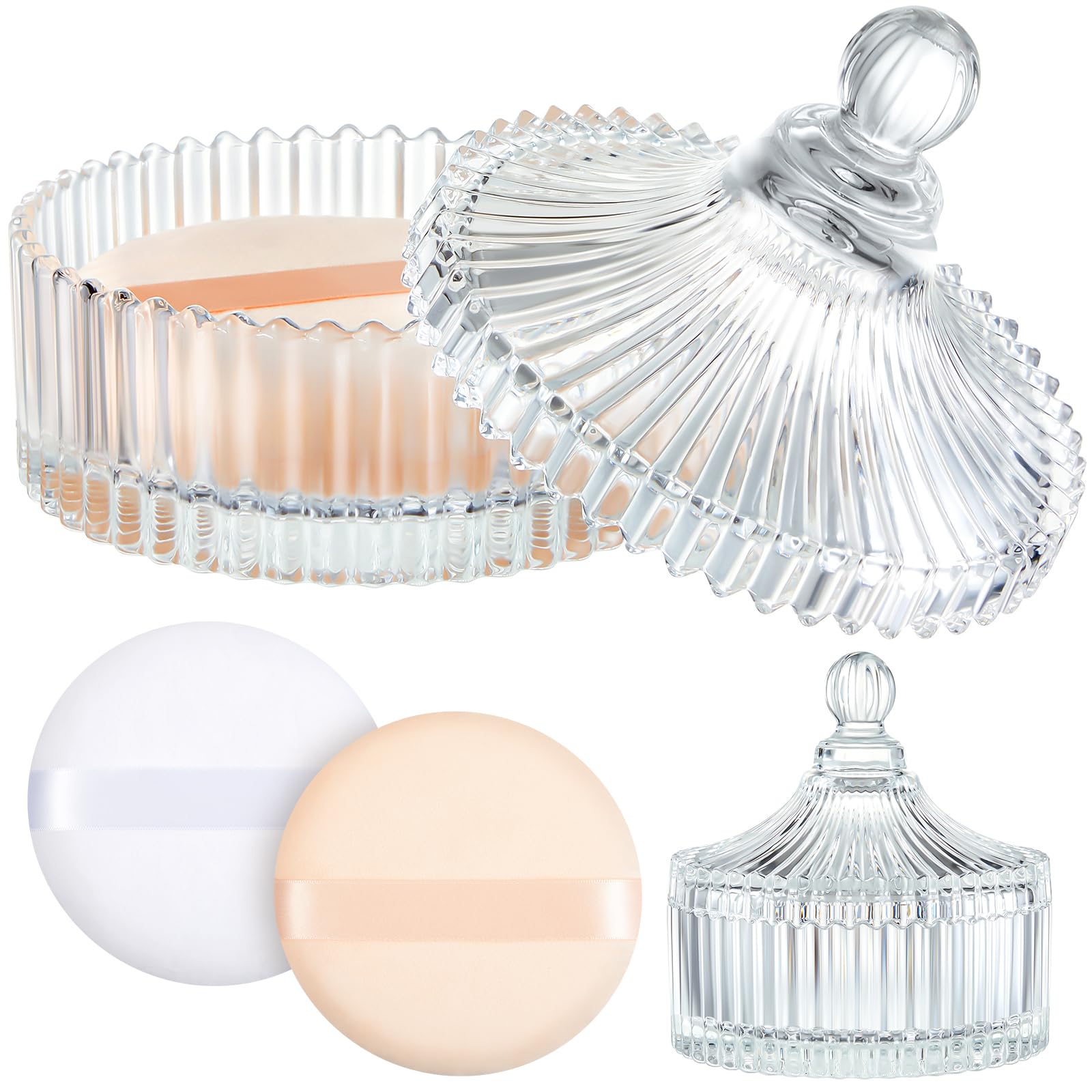 Tioncy Contenant verre poudre corporelle, design rétro et rangement clair.