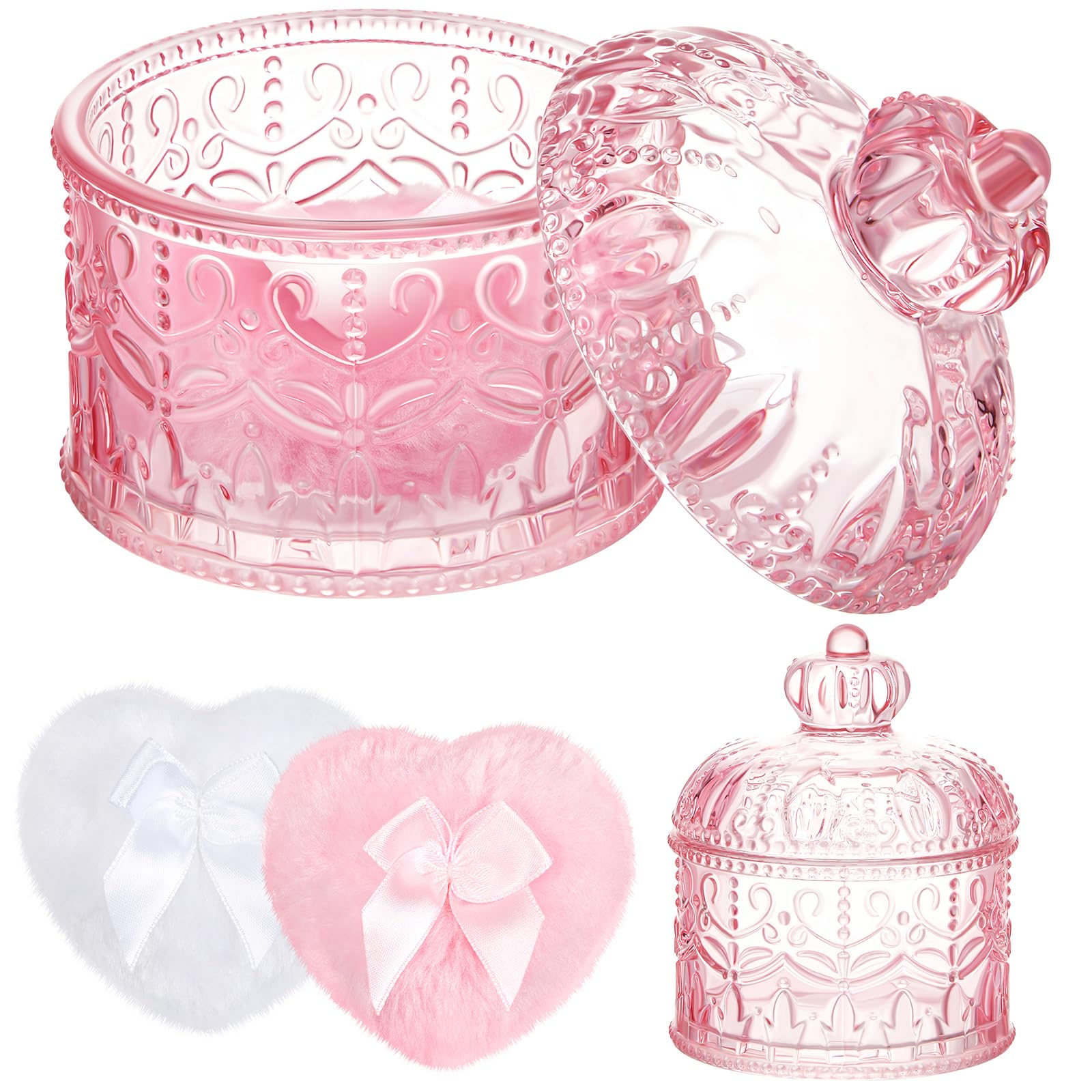 Poudrier en verre rose Tioncy, élégant et pratique pour ranger la poudre.