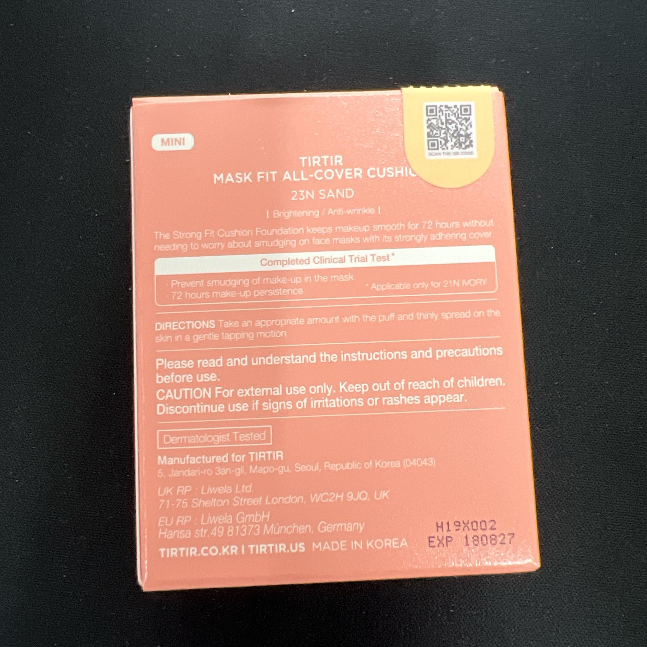 TIRTIR All Cover Pink Cushion – application légère pour petites zones ciblées