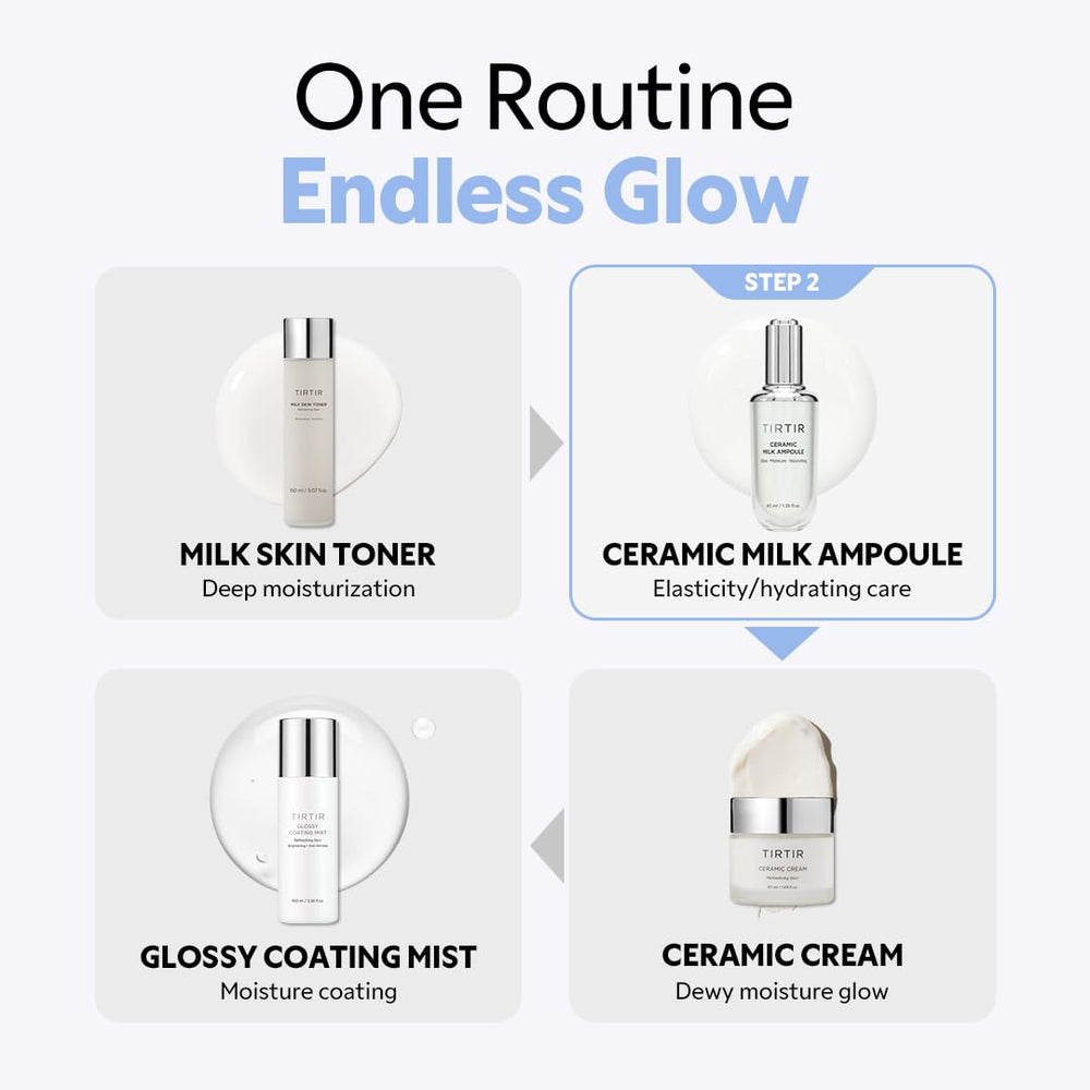TIRTIR Ampoule Lait Céramique – ritualiser hydratation pour peau souple et reposée.