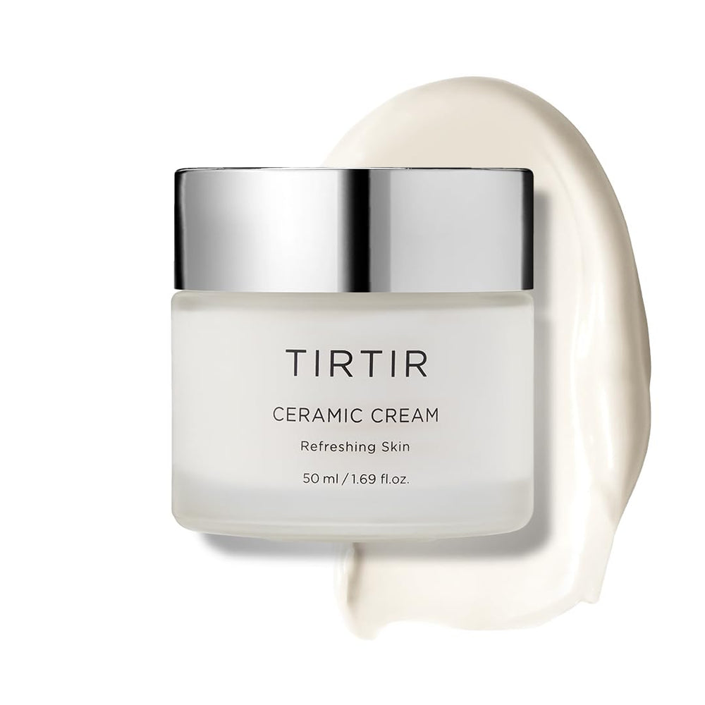 TIRTIR Crème Ceramide naturelle, bouteille élégante, hydratation durable pour peau sensible.