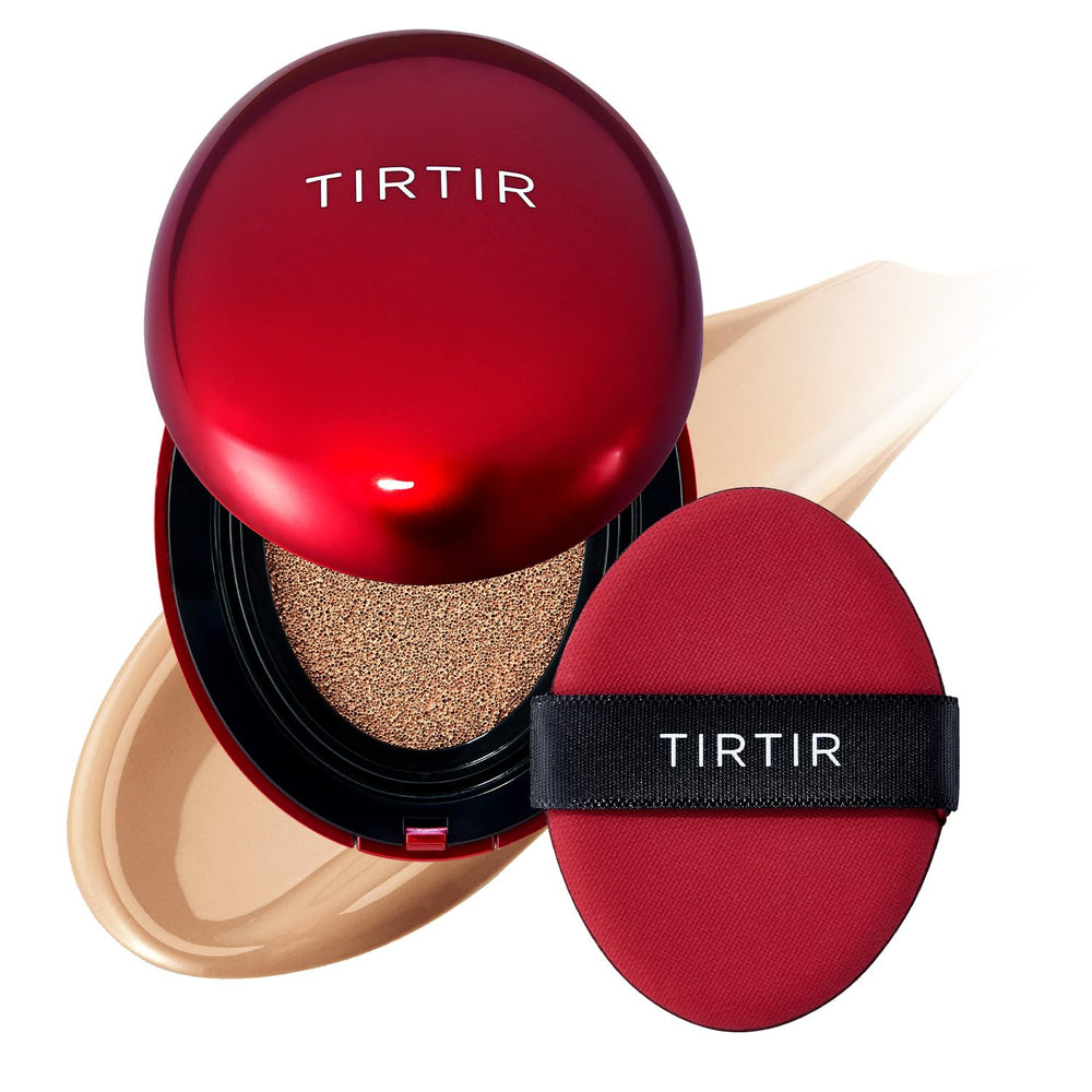 TIRTIR Mask Fit Red Cushion – bouteille montrant une base uniforme et durable.