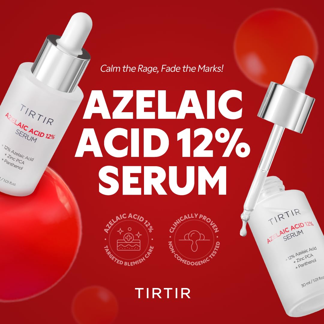 Sérum TIRTIR Azélaïque 12% — peau visiblement plus lisse après l’application.