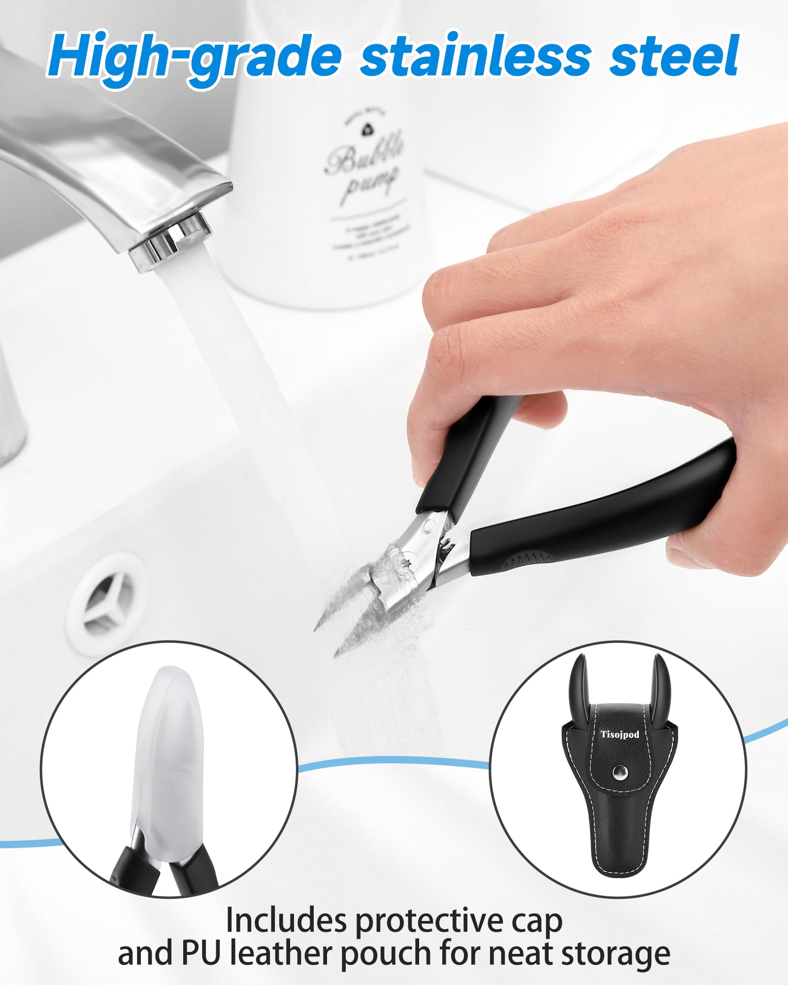 Coupe-ongles Tisojpod adaptée aux droitiers et gauchers.