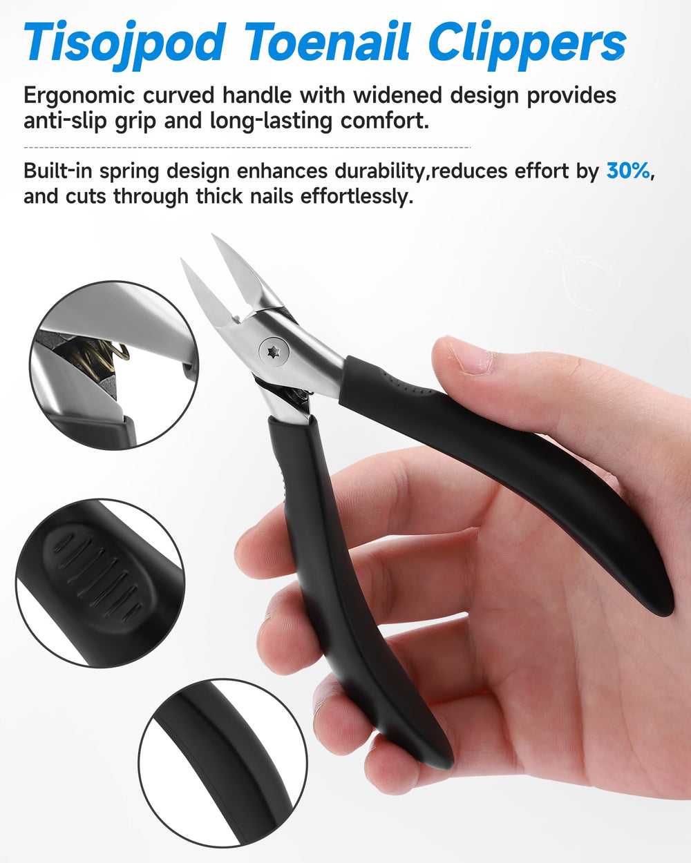 Coupe-ongles Tisojpod en acier inoxydable pour durabilité.