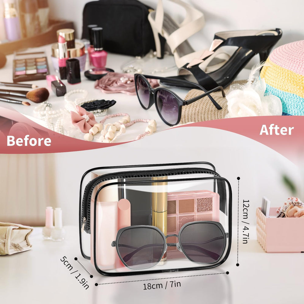 TISTRATOK pochette toilette transparente avec fermeture-éclair, pratique au contrôle sécurité.