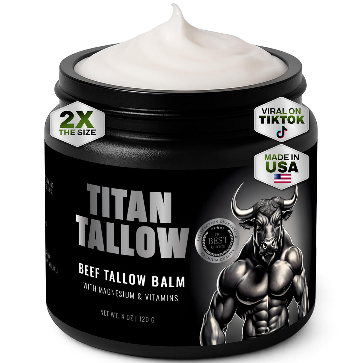 Titan Tallow baume graisse de boeuf en bouteille, hydratation durable pour la peau