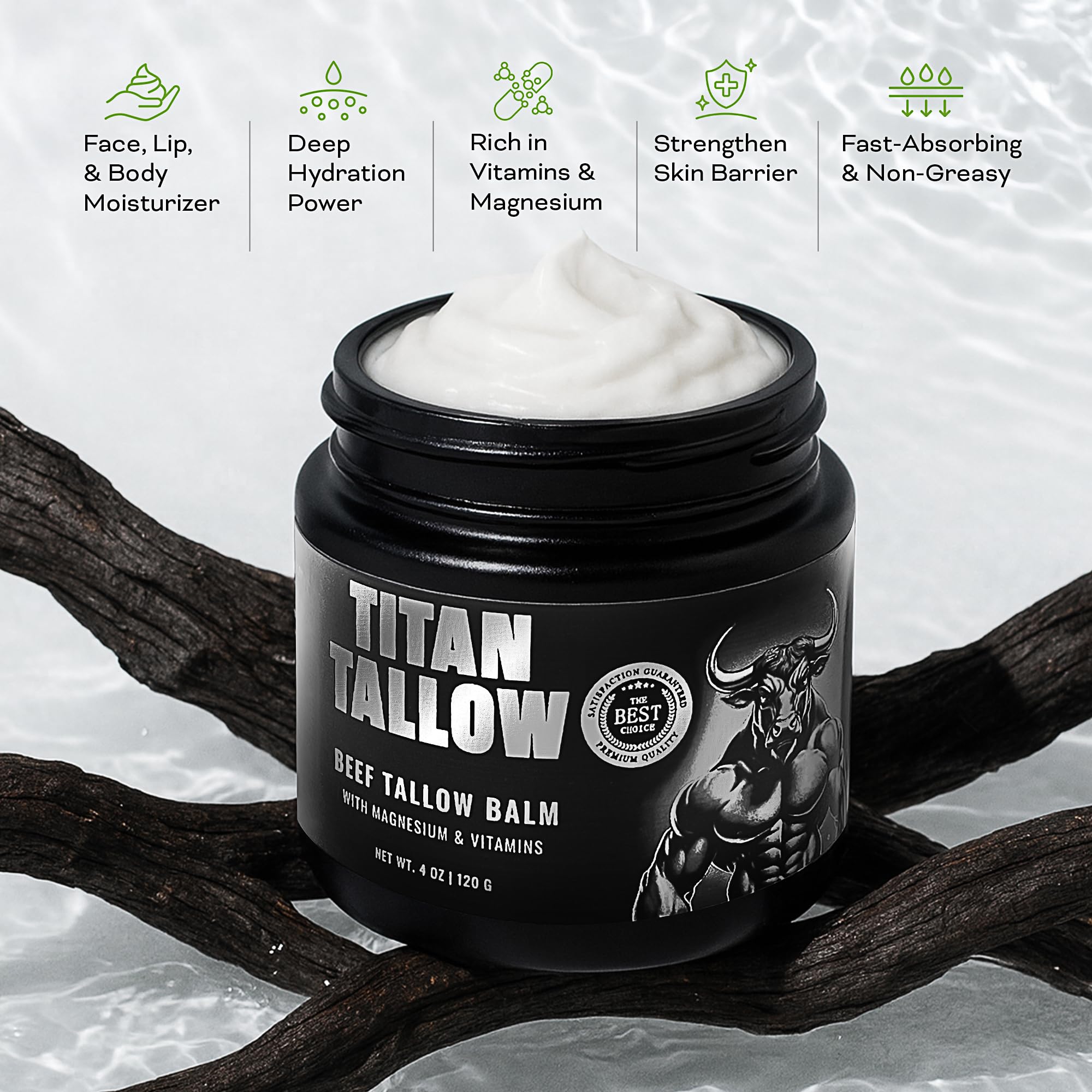Titan Tallow convient à tous types de peau, non comédogène