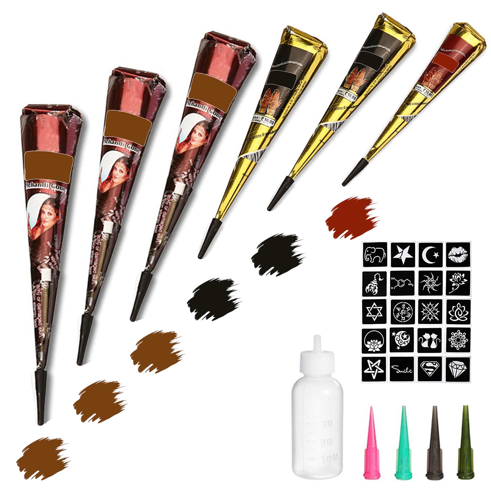 Cônes Tizoerly pour tatouages temporaires, application rapide et précise.