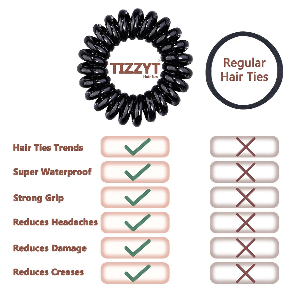 Queue de cheval noire avec attaches spirales TIZZYT
