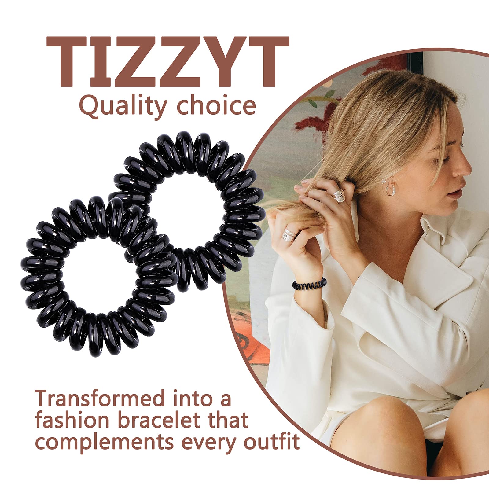 Spirales anti-emmêlement TIZZYT pour cheveux noirs, pratique au quotidien
