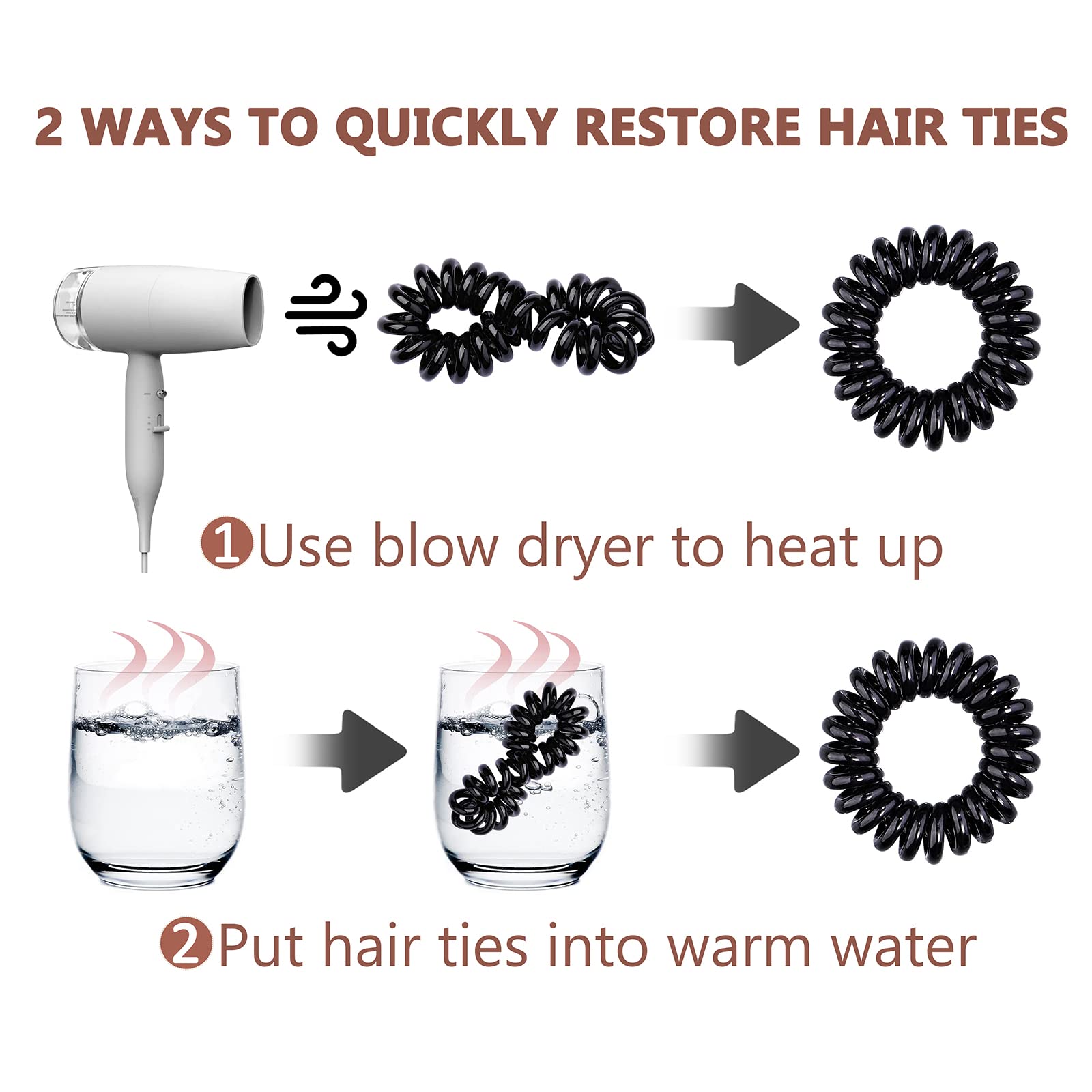 Spirales TIZZYT résistantes à l'eau pour cheveux noirs