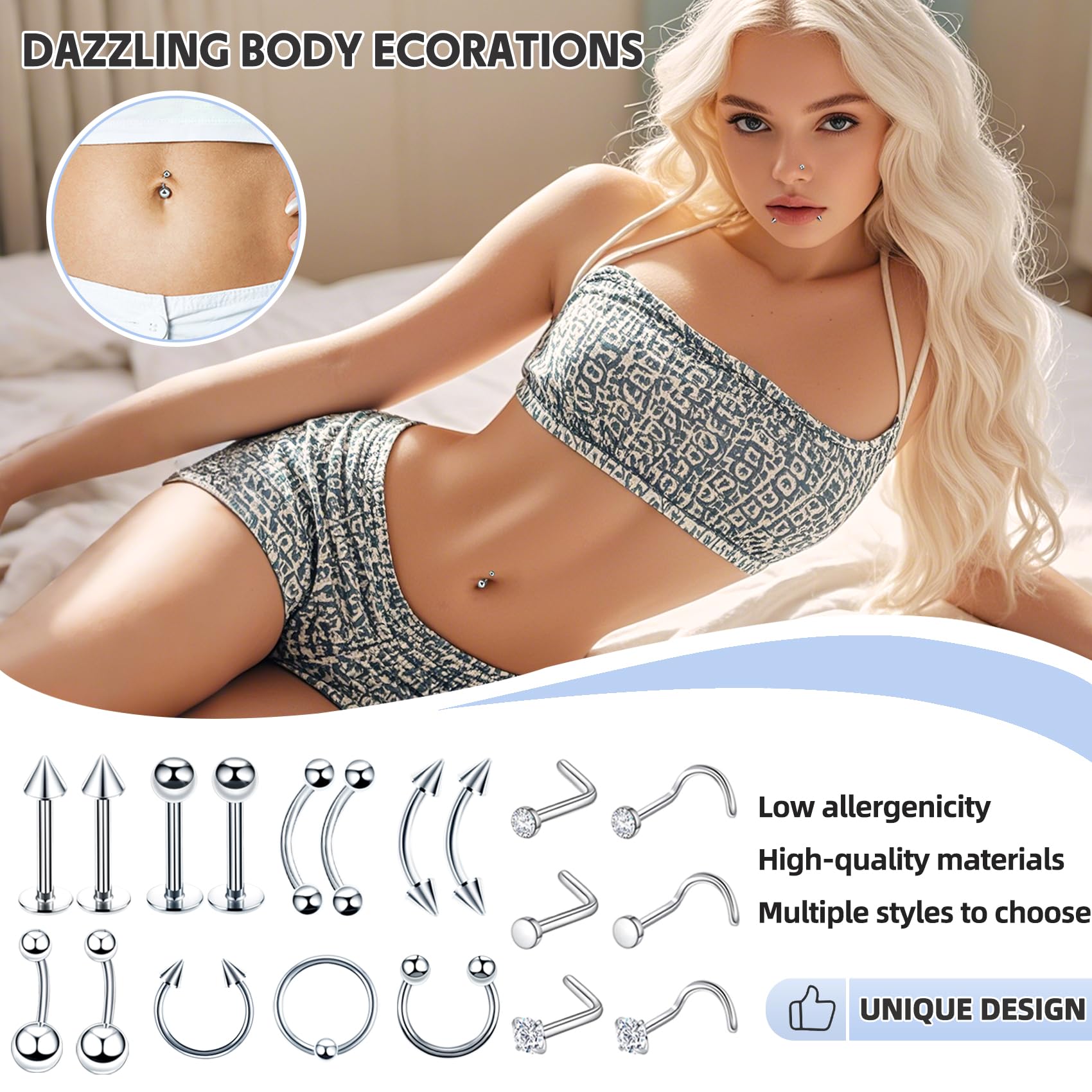 Anneau captive 16G TKKUY pour styles variés.