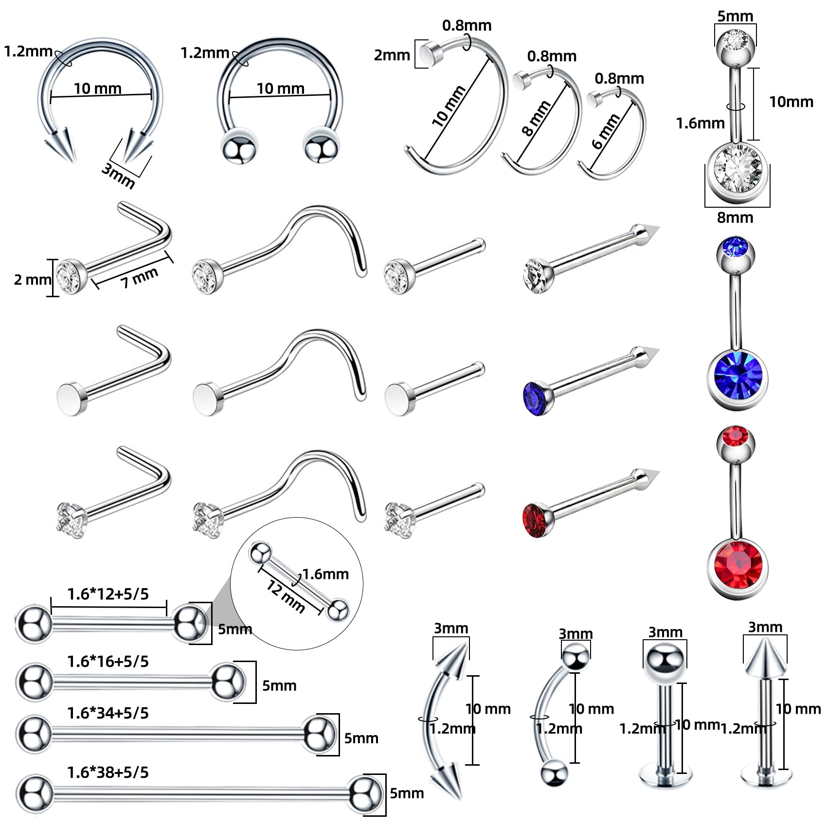 Pinces piercing septum TKKUY, positionnement fiable et professionnel