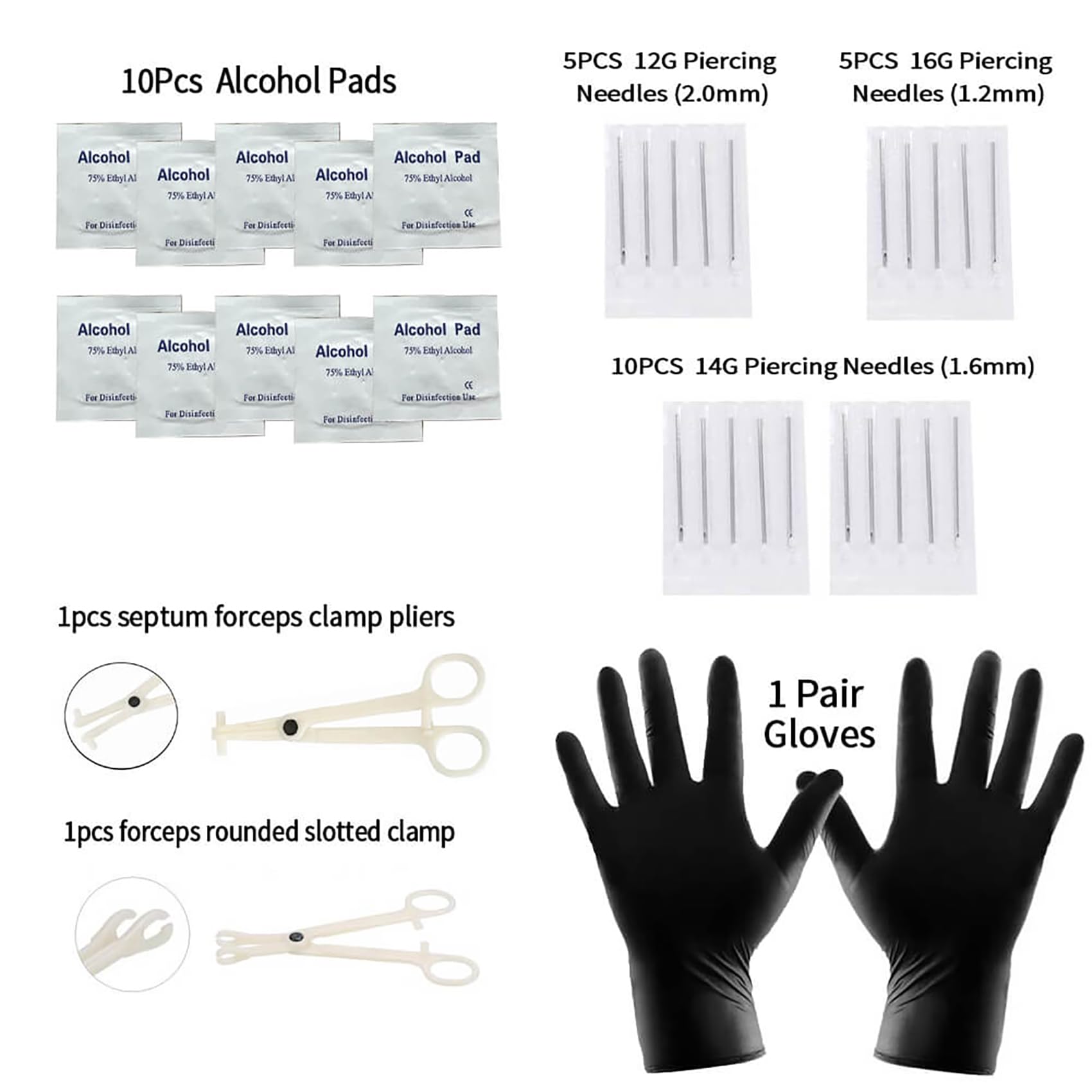 Tampons nettoyants TKKUY et accessoires d'entretien pour piercing.