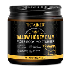 TKTALKER Beef Tallow Face Jar demonstrates soothing, natural hydration for facial skin.