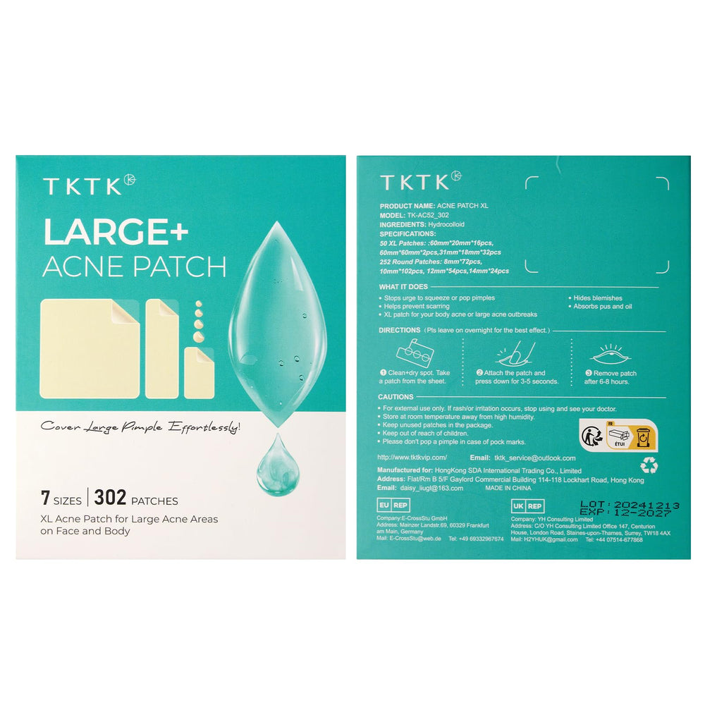 Boîte TKTK de patches hydrocolloïdes, 302 pièces pour différentes zones.