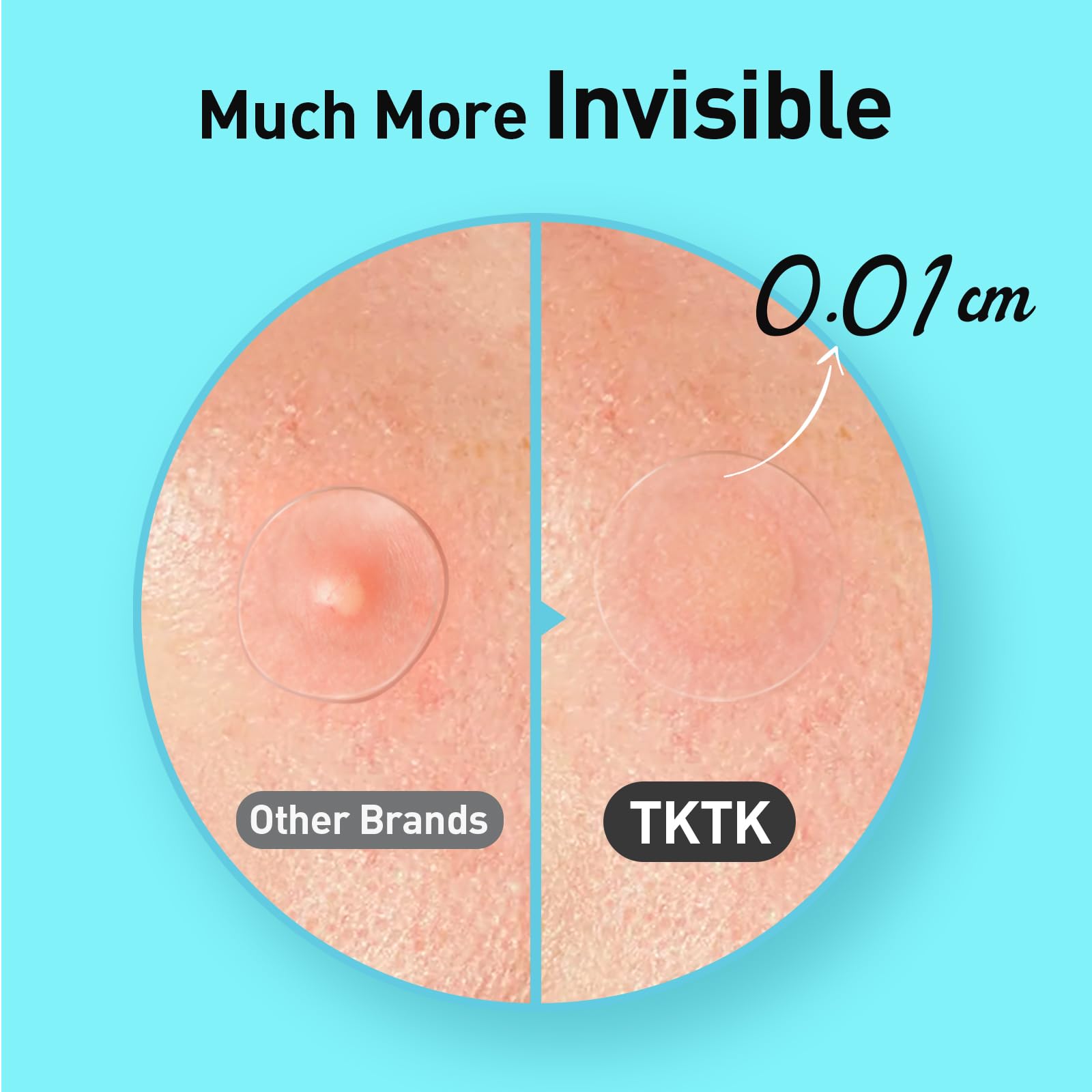 Bord ultra-fin 0,01 cm du patch TKTK invisible sous le maquillage